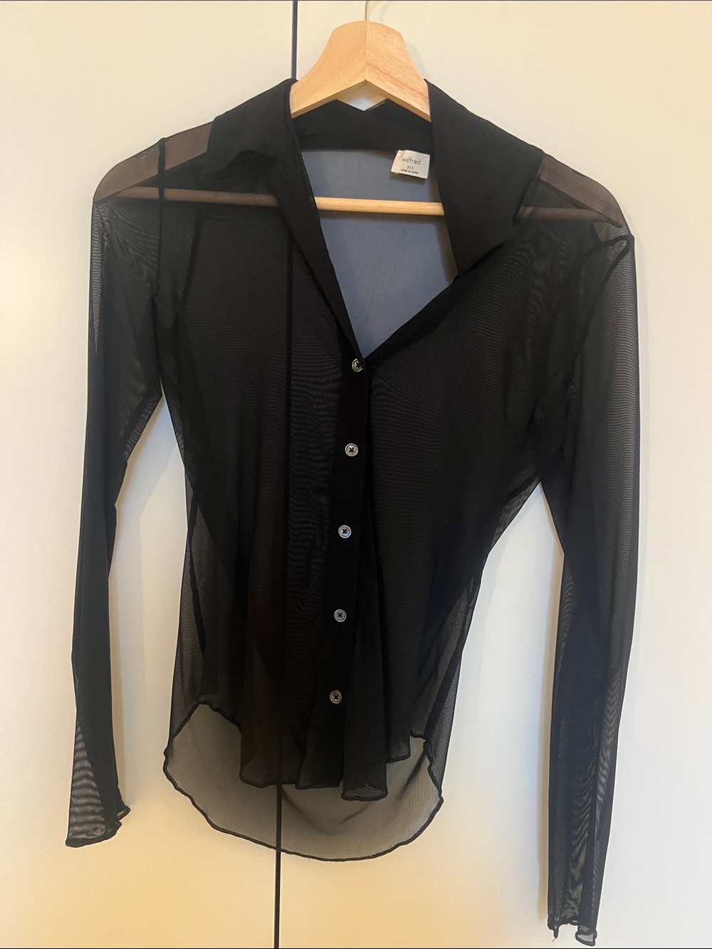 Wilfred Black Sheer Button-Down Blouse